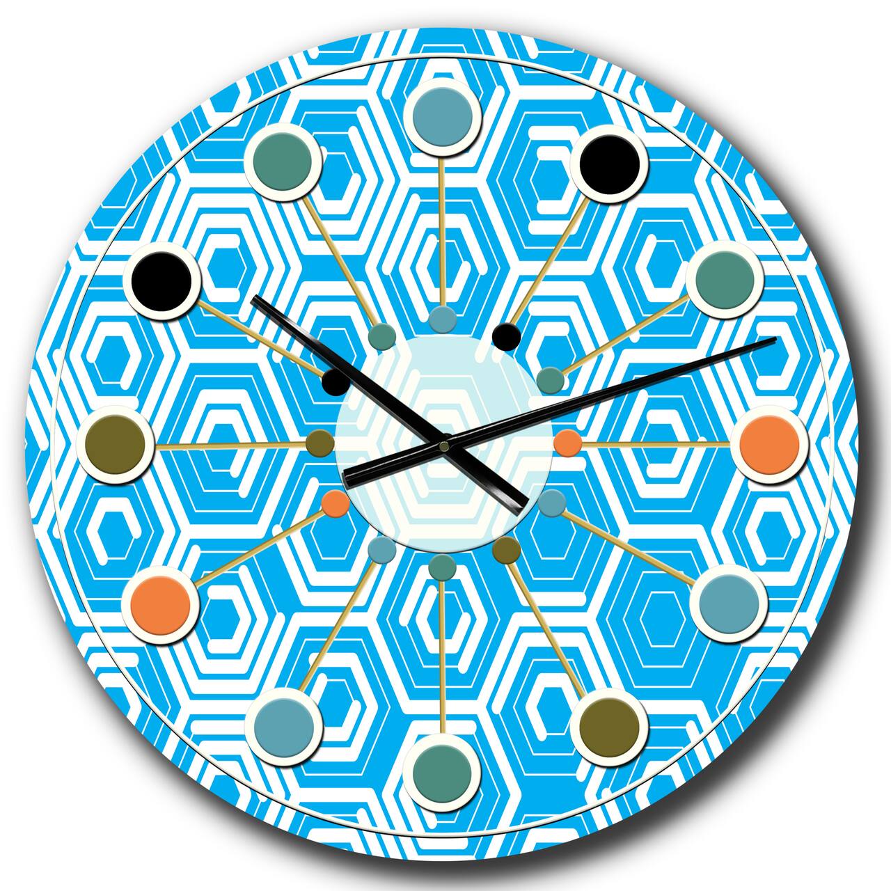 Designart 'Retro Hexagon Pattern Vii Mid-Century Modern Wall Clock